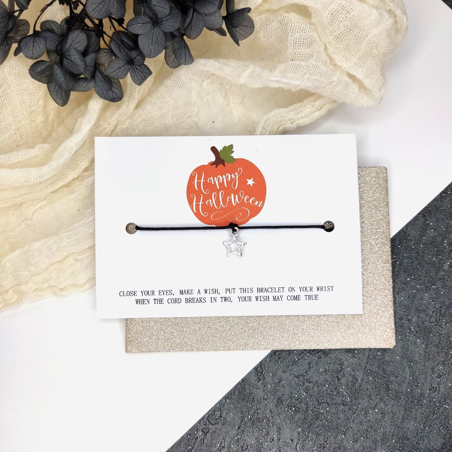 Happy Halloween wish bracelet, trick or treat goodies bag, sweet substitute, Halloween party favour