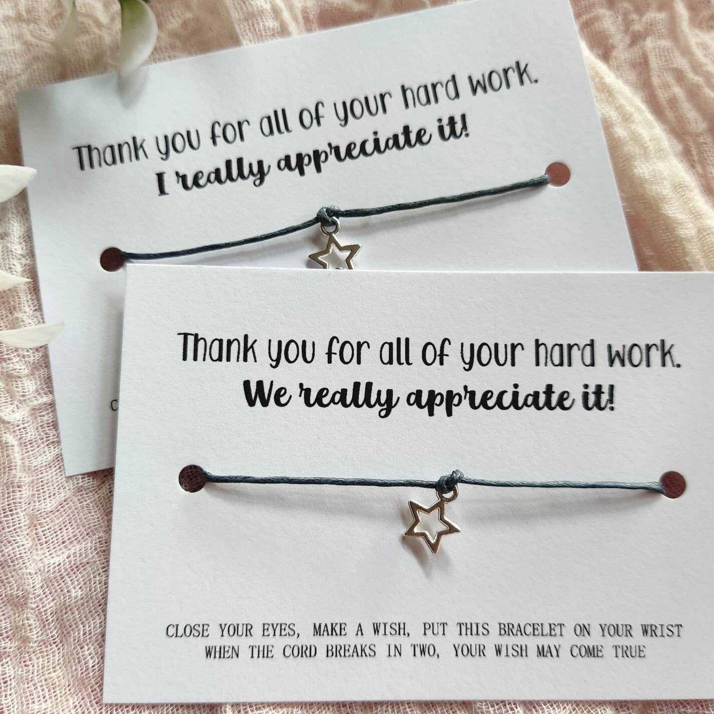 Thank you gift, keepsake, thank you wish bracelet, silver charm bracelet , gratitude, well done present for him, her, pupils Christmas