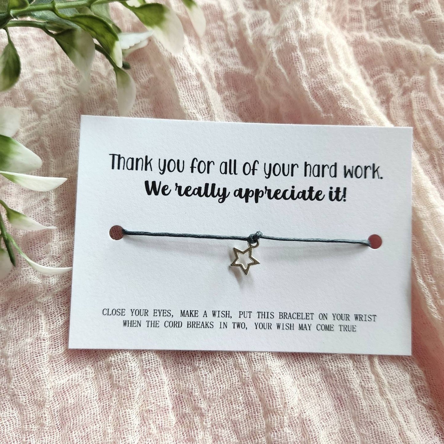 Thank you gift, keepsake, thank you wish bracelet, silver charm bracelet , gratitude, well done present for him, her, pupils Christmas