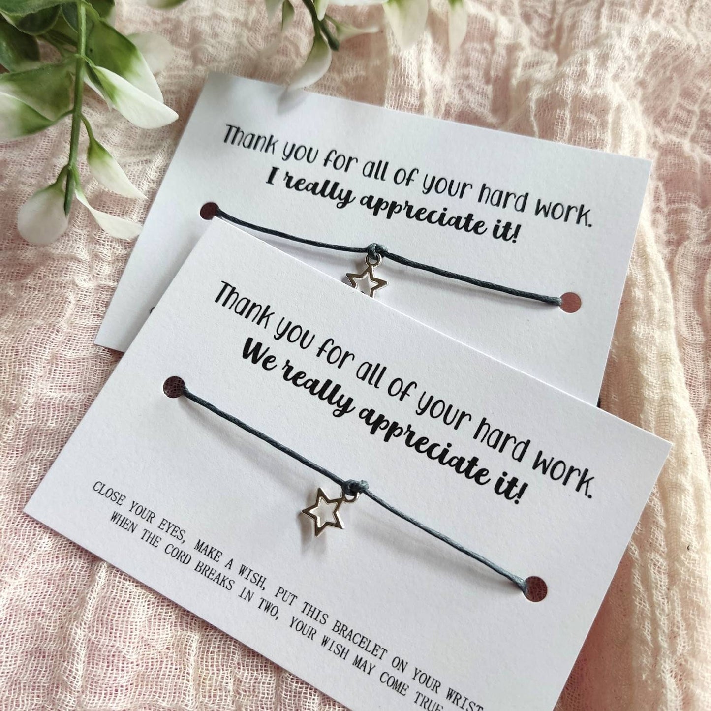 Thank you gift, keepsake, thank you wish bracelet, silver charm bracelet , gratitude, well done present for him, her, pupils Christmas