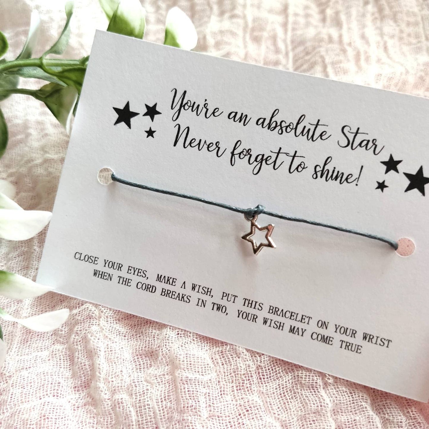 Class of 2024 School leavers gift. Shine like a star Wish Bracelet Card, Gift for students