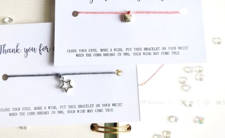 Thank you for coming to my party bracelets, Party Bag Fillers, Charm Bracelet, Birthday wish Bracelet, Personalised Friendship Bracelet