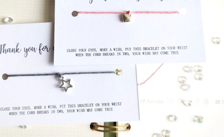 Thank you for coming to my party bracelets, Party Bag Fillers, Charm Bracelet, Birthday wish Bracelet, Personalised Friendship Bracelet