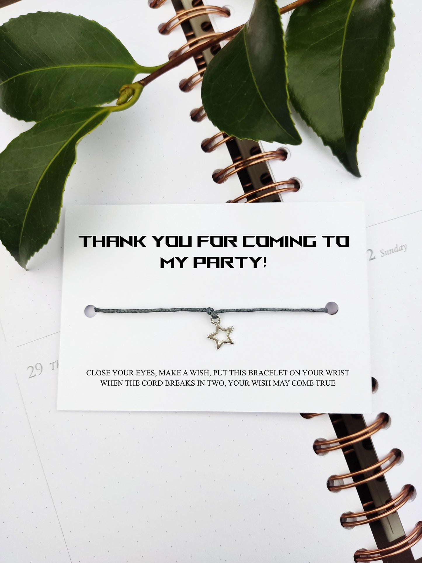 Thank you for coming to my party bracelets, Party Bag Fillers, Charm Bracelet, Birthday wish Bracelet, Personalised Friendship Bracelet