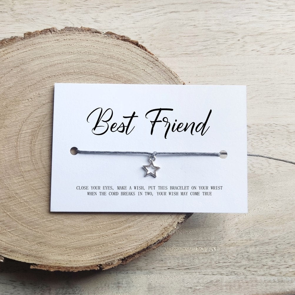 Best Friend Wish Bracelet Card - Friendship Bracelet, Gifts for Her, Birthday Gift for Friend, Bestie