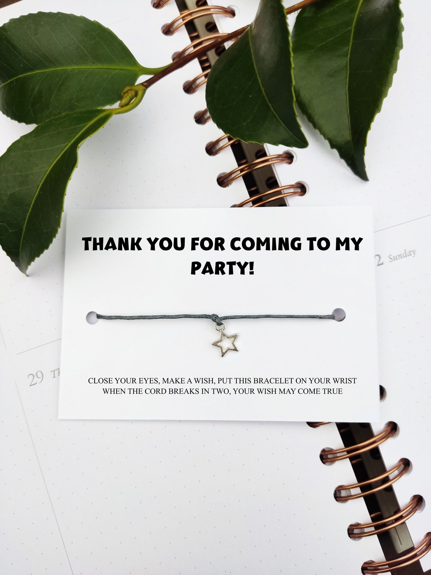 Thank you for coming to my party bracelets, Party Bag Fillers, Charm Bracelet, Birthday wish Bracelet, Personalised Friendship Bracelet