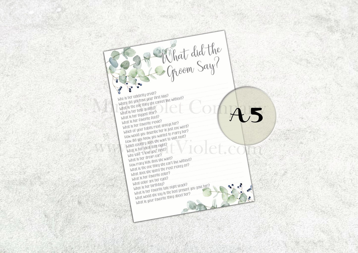 Mr or Mrs, Hen Party Games, what did the groom say, Would she rather, Guess the dress, Party Accessories, classy eucalyptus Hen Party