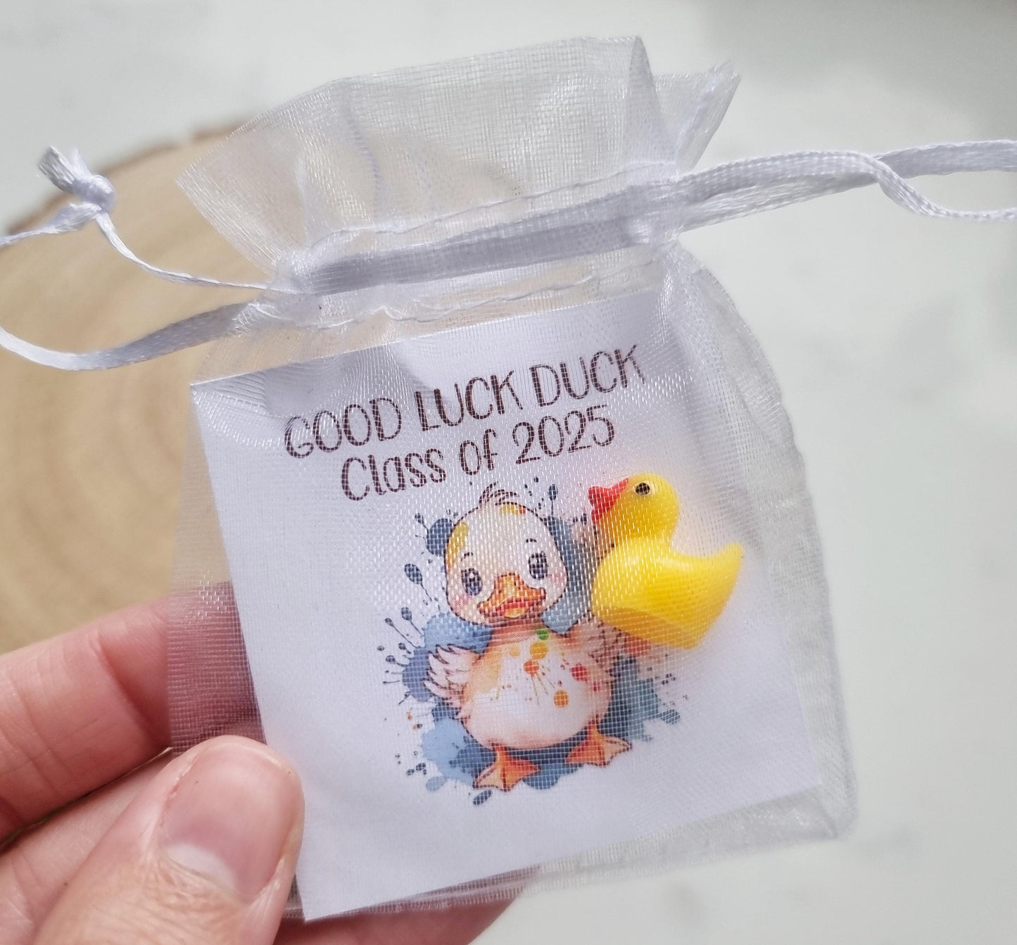 Good Luck duck, Class of 2025 School leavers gift with Card, keepsake, hug for pupils students University, College exams gcse PTA bulk gifts