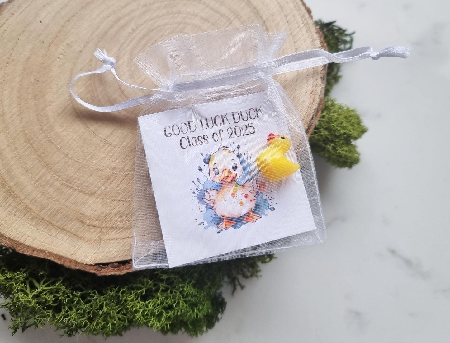 Good Luck duck, Class of 2025 School leavers gift with Card, keepsake, hug for pupils students University, College exams gcse PTA bulk gifts