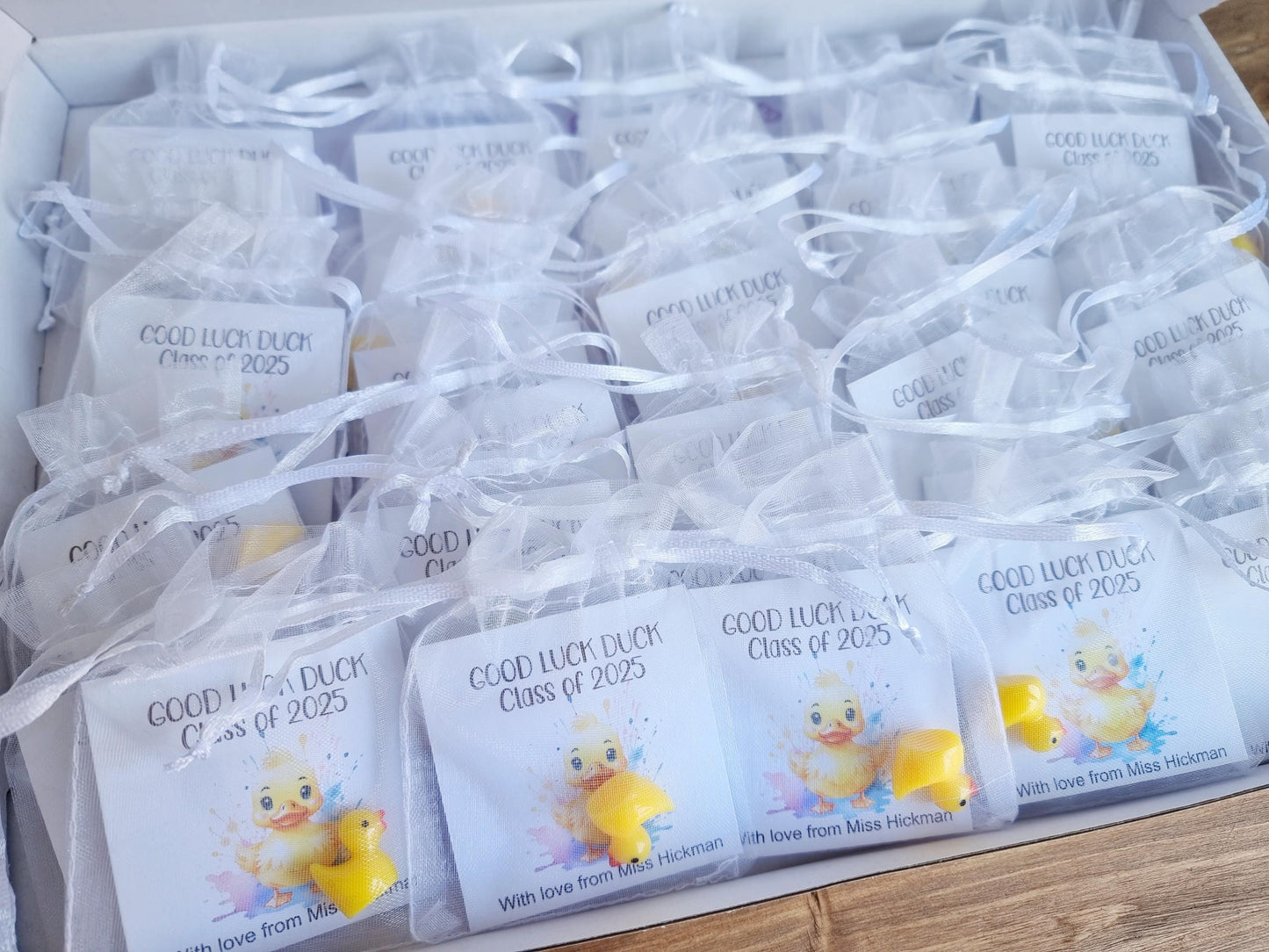 Good Luck duck, Class of 2025 School leavers gift with Card, keepsake, hug for pupils students University, College exams gcse PTA bulk gifts