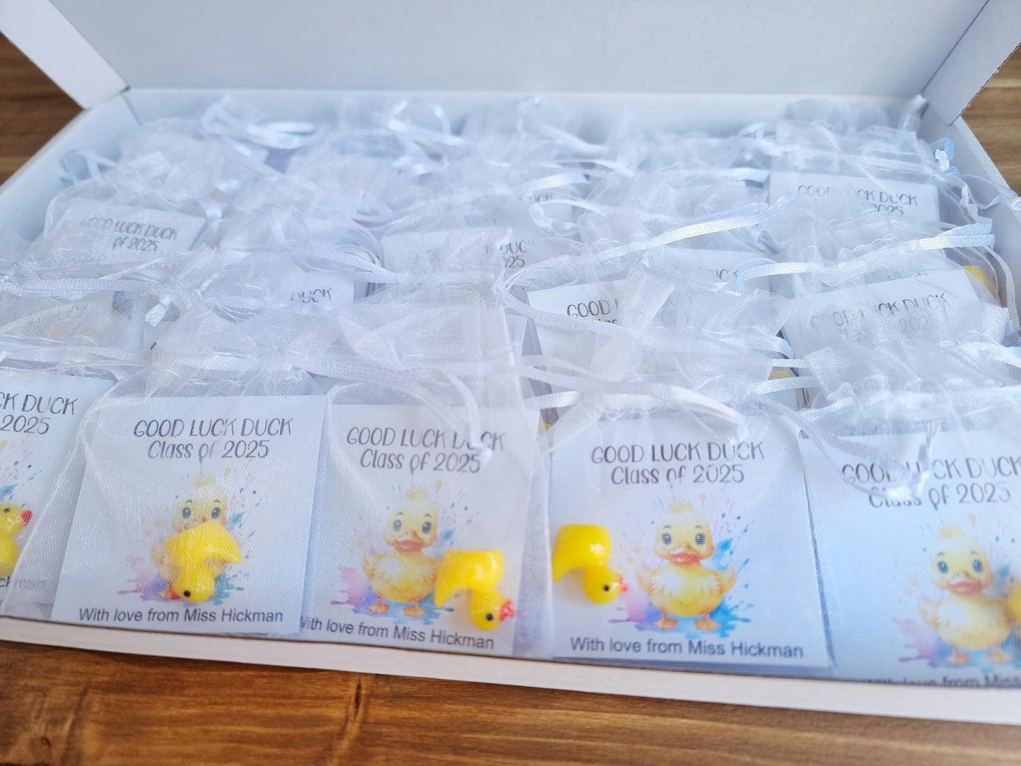 Good Luck duck, Class of 2025 School leavers gift with Card, keepsake, hug for pupils students University, College exams gcse PTA bulk gifts
