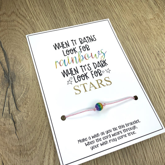 Rainbow Quote, wish bracelet, mindfulness, rainbow bead, gift for friends, lockdown wish, make a wish