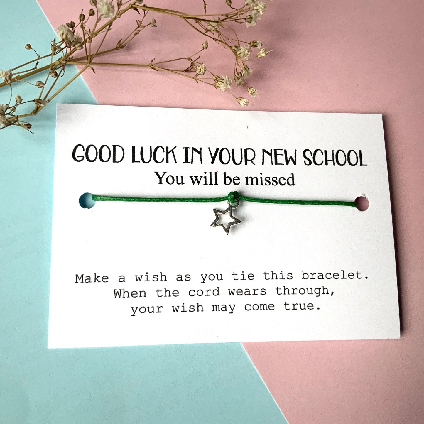 School leaver gift Wish Bracelet Card, Gift for students, Class of 2024 good luck new school