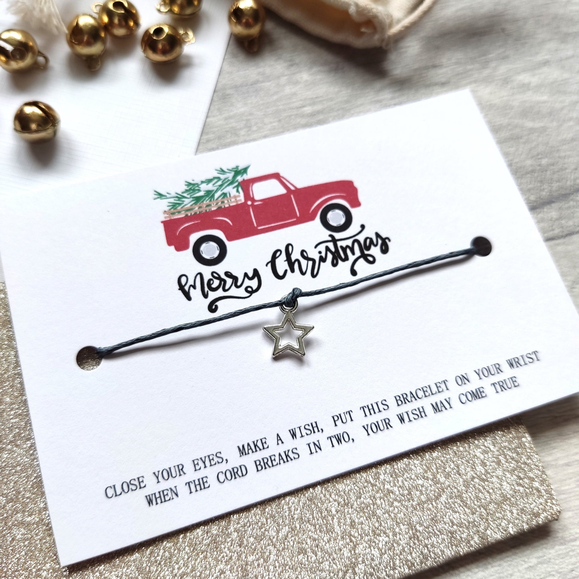 Christmas Make A Wish Bracelet Individually packed in cello bag