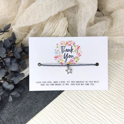 Thank you gift, keepsake, thank you wish bracelet, silver charm bracelet , gratitude, well done present for him, her, pupils Christmas