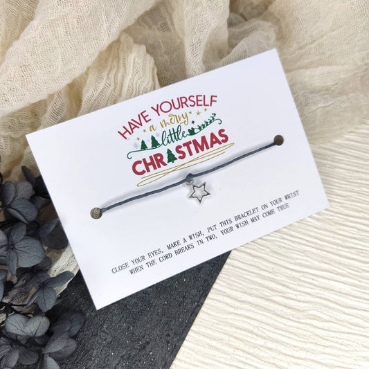 Christmas eve box filler, Stocking filler gift, little Christmas Make A Wish Bracelet, friend gift for him keepsake goody bag secret Santa