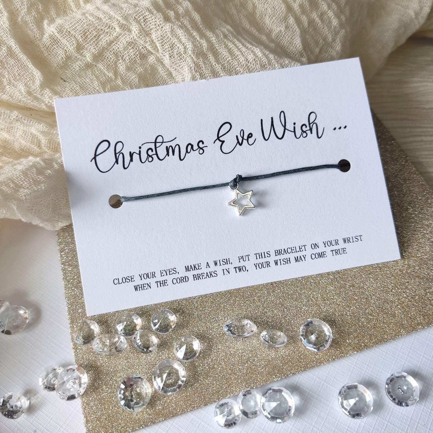 Christmas eve box filler, Stocking filler gift, Christmas Make A Wish Bracelet, gift for men women friend Family, goody bag secret Santa