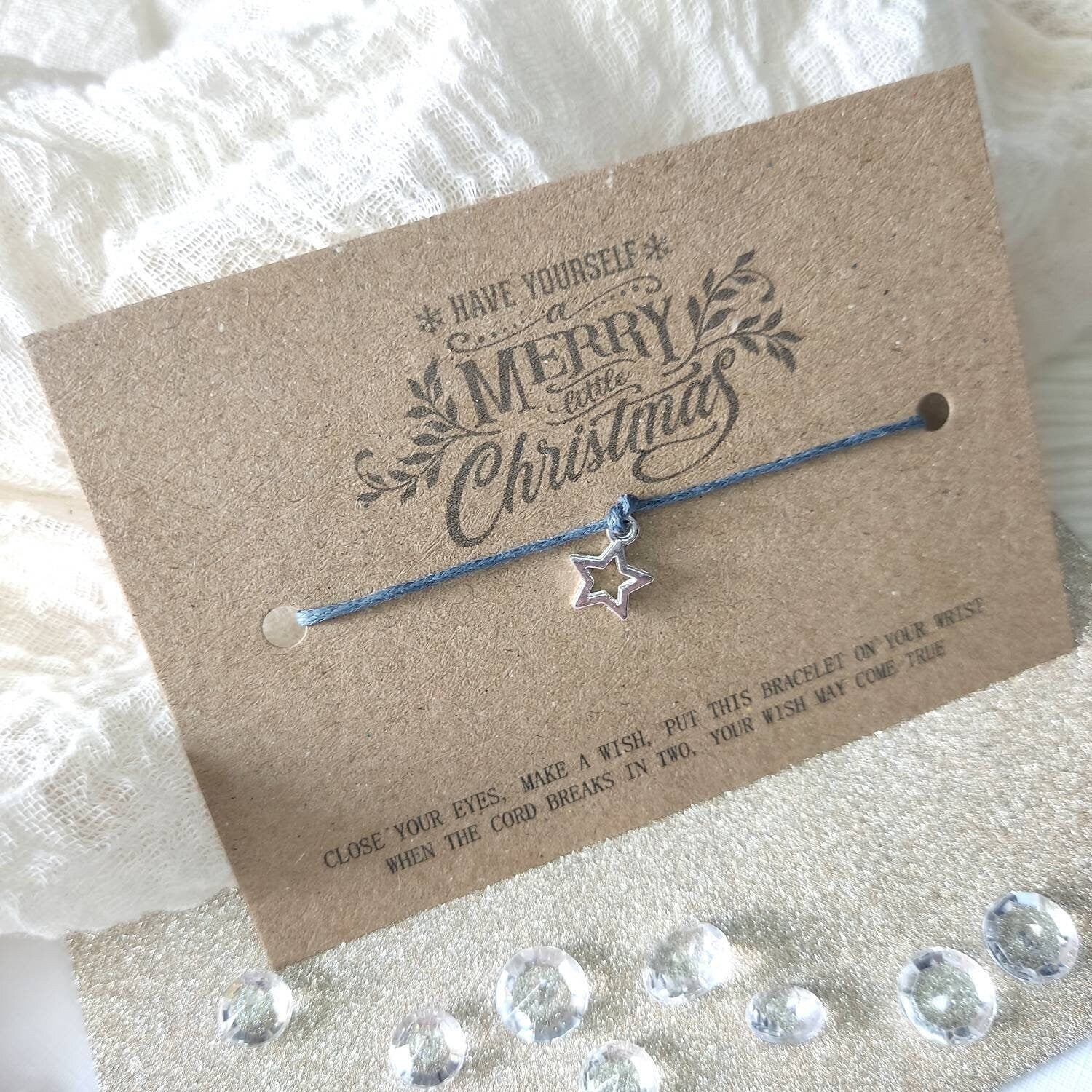 Christmas eve box filler, Stocking filler gift, Christmas Make A Wish Bracelet, gift for men women friend Family, goody bag secret Santa