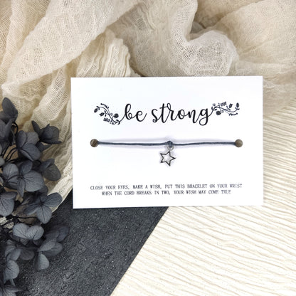 Be strong Wish Bracelet, Affirmation Wish Bracelet, mindfulness keepsake card, positive thinking gift, mental health string bracelet