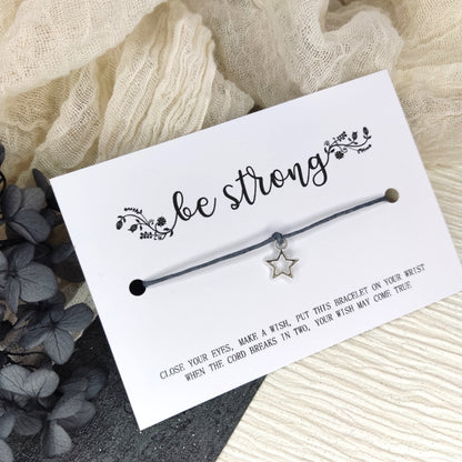 Be strong Wish Bracelet, Affirmation Wish Bracelet, mindfulness keepsake card, positive thinking gift, mental health string bracelet