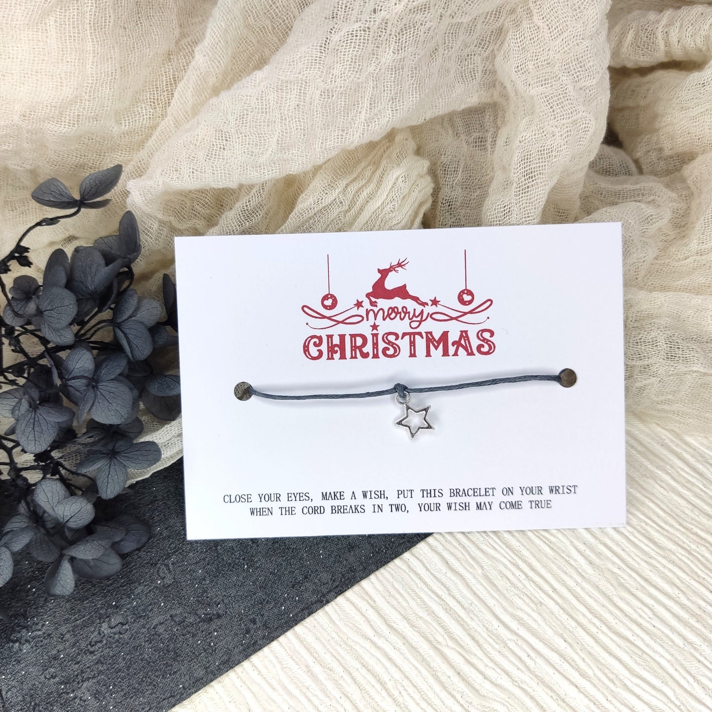 Scandi Christmas eve box filler, Stocking filler gift, Scandinavian Christmas Make A Wish Bracelet, gift keepsake, goody bag secret Santa