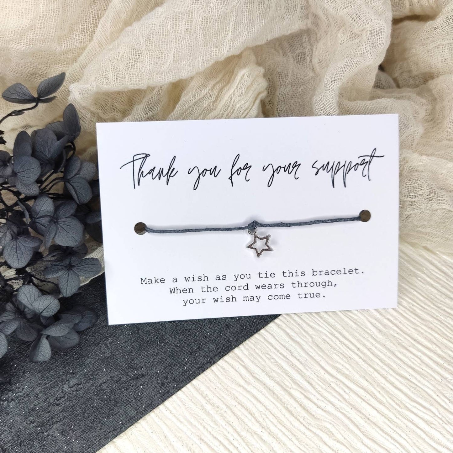 Thank you for your support, Make A Wish Bracelet, friendship fundraising gift