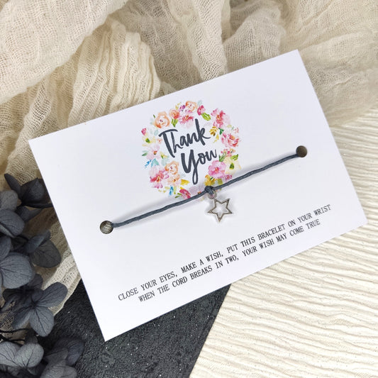 Thank you gift, keepsake, thank you wish bracelet, silver charm bracelet , gratitude, well done present for him, her, pupils Christmas