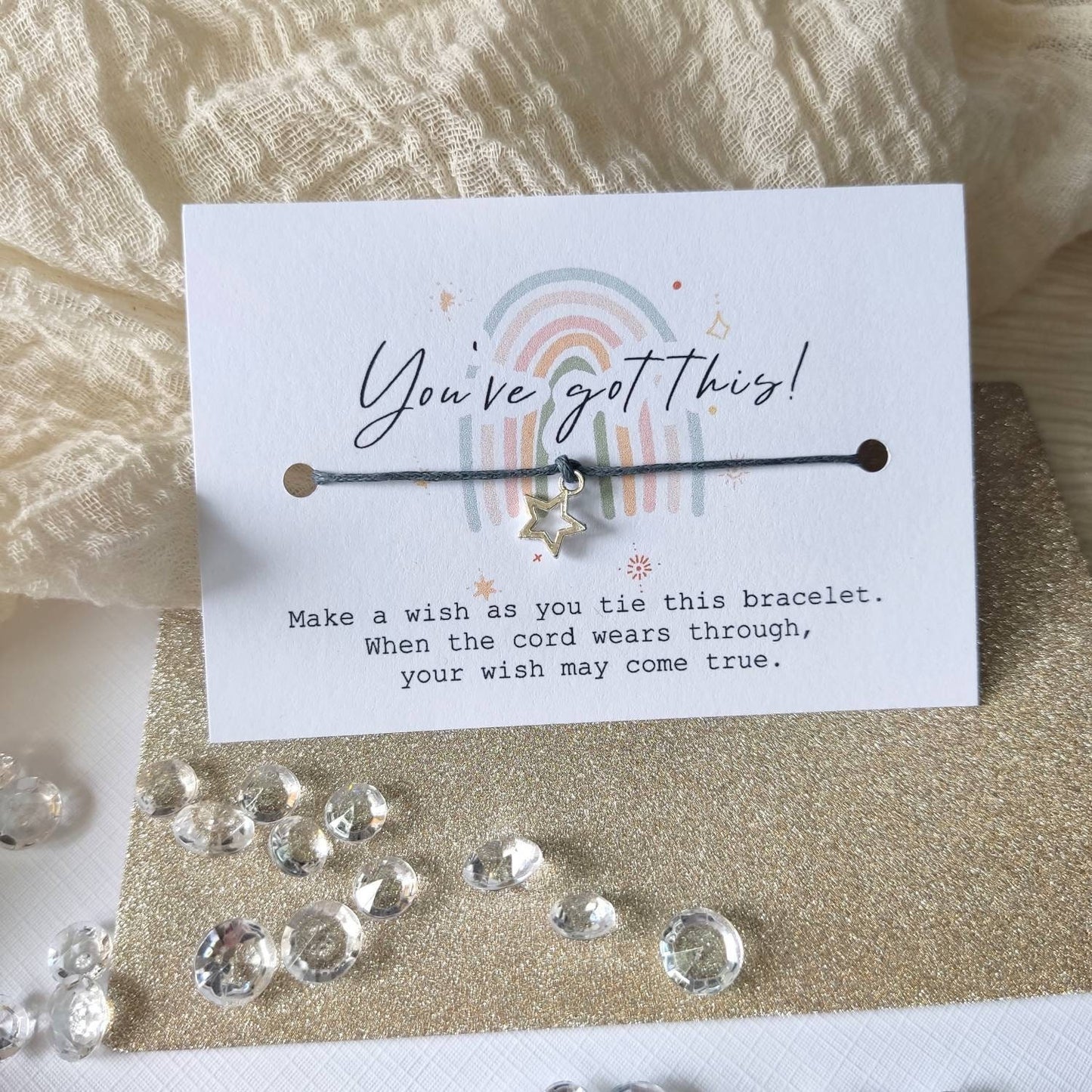 You’ve got this Rainbow Wish Bracelet, Affirmation Wish Bracelet, mindfulness card, positive thinking gift, mental health string bracelet