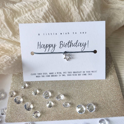 Happy birthday gift, a little wish for birthday, postable gift idea for men, women, friends, charm make a wish bracelet