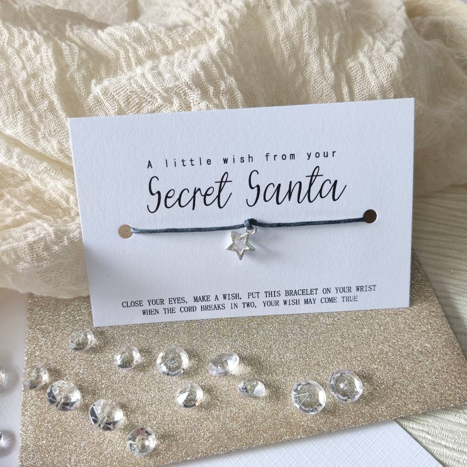 Secret Santa wish, Christmas Stocking filler gift, Christmas Make A Wish Bracelet, gift for men women friend Family, goody bag secret Santa