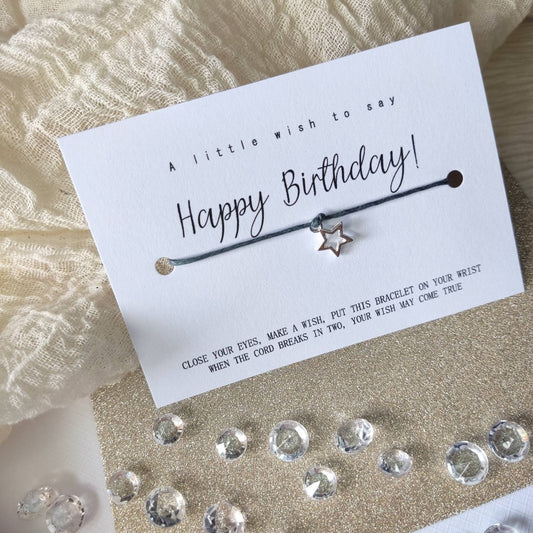 Happy birthday gift, a little wish for birthday, postable gift idea for men, women, friends, charm make a wish bracelet