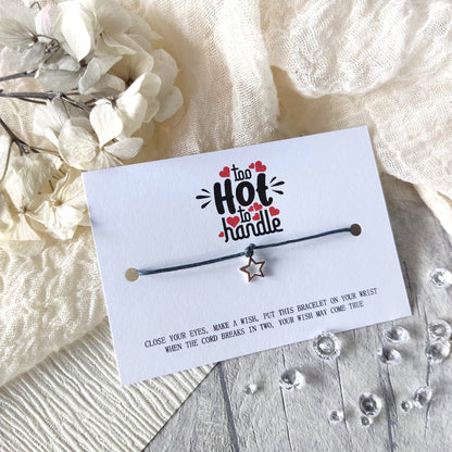 Valentines Day gift too hot to handle Wish Bracelet - gift for Wife, Husband, GirlFriend, Boyfriend fiancé. I love you charm bracelet