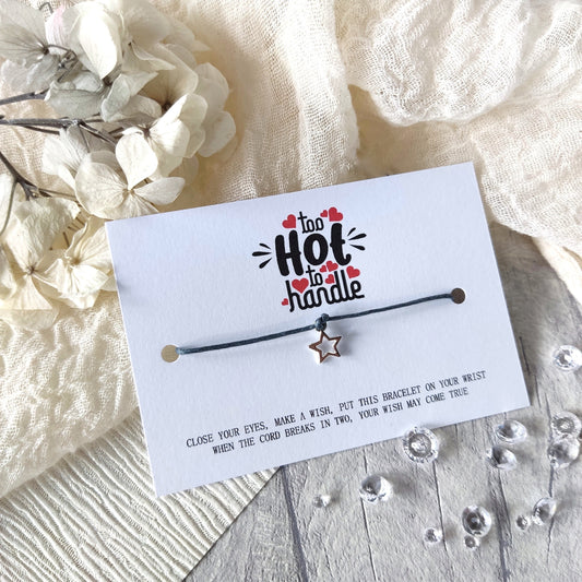 Valentines Day gift too hot to handle Wish Bracelet - gift for Wife, Husband, GirlFriend, Boyfriend fiancé. I love you charm bracelet
