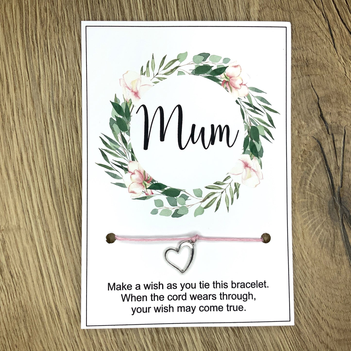 A Mother's Day Wish Mother's Day Gift Mum Mummy Nan Nanna gift Card Wish bracelet