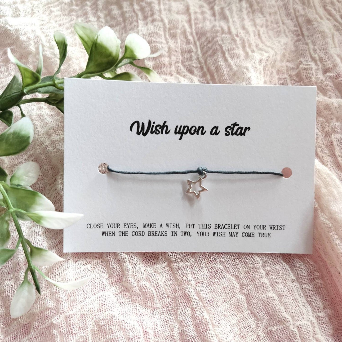 WISH UPON A STAR Wish Bracelet on a card, School leaver of Good luck keepsake