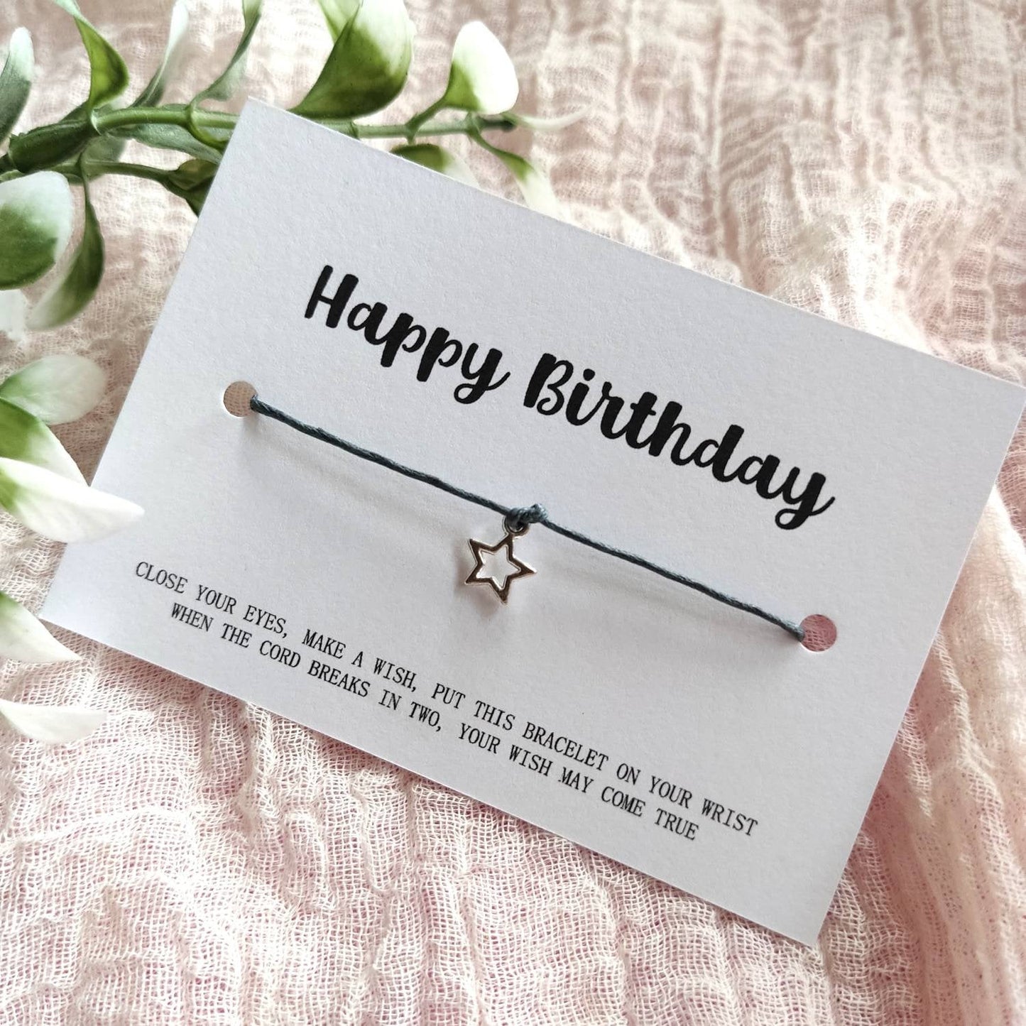 HAPPY BIRTHDAY, Wish Bracelet, A little birthday wish for you, token gift