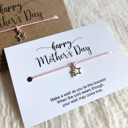 Mother's Day Wish Bracelet for Mum Mummy Nan Nanna gift Card Wish bracelet