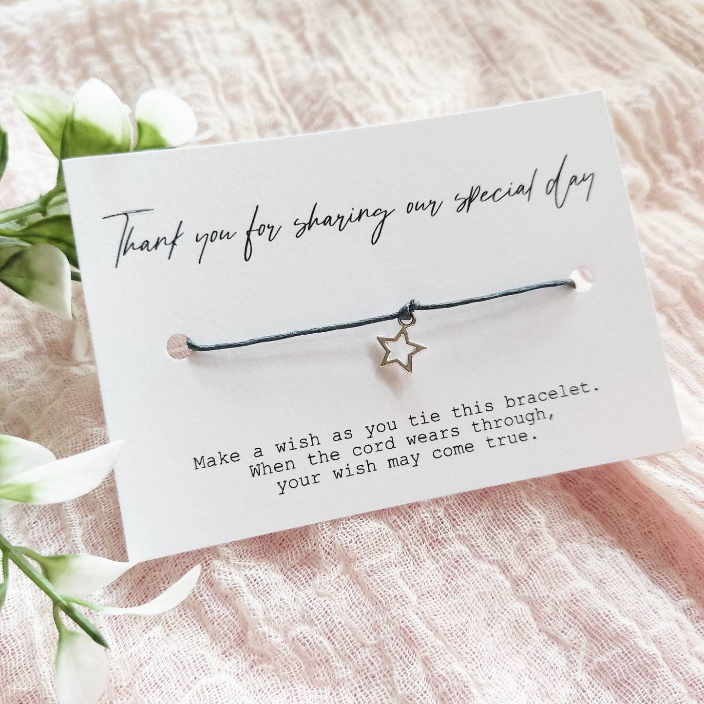 Thank you for sharing my/our special day - Wedding favour Wish bracelet