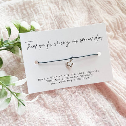 Thank you for sharing my/our special day - Wedding favour Wish bracelet