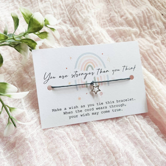 You are stronger than you think gift, Rainbow Wish Bracelet, Mindfulness card, positive thinking gift, mental health bracelet