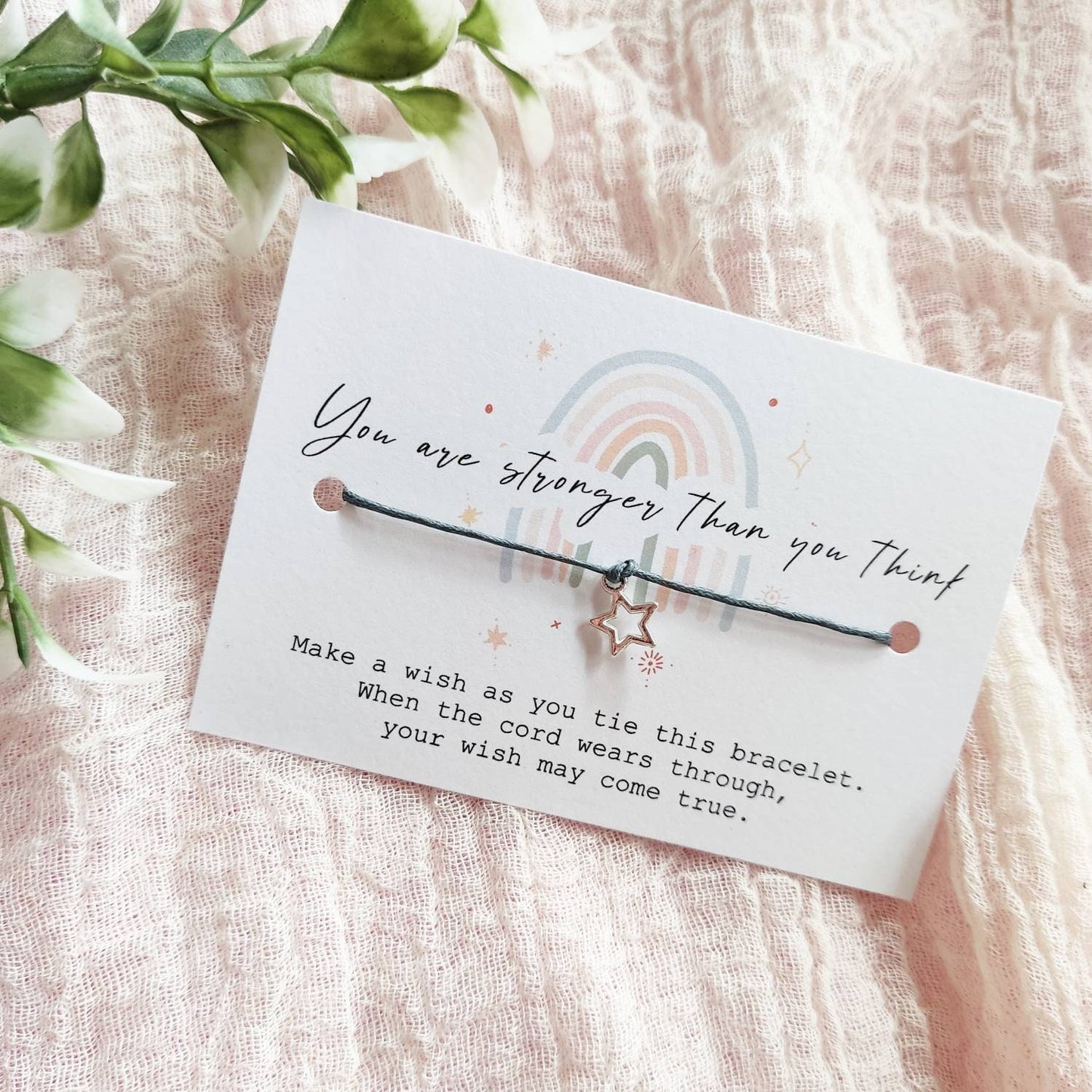 You are stronger than you think gift, Rainbow Wish Bracelet, Mindfulness card, positive thinking gift, mental health bracelet