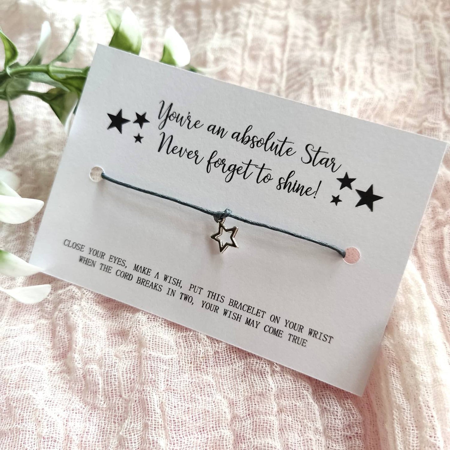 Class of 2024 School leavers gift. Shine like a star Wish Bracelet Card, Gift for students