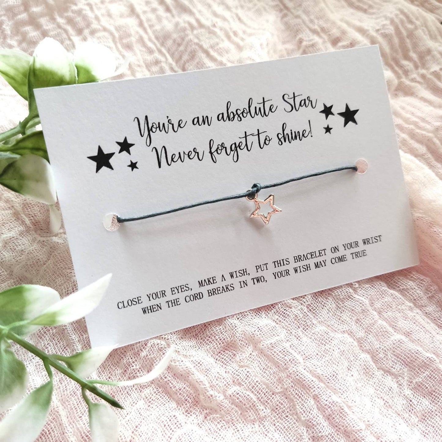 Class of 2024 School leavers gift. Shine like a star Wish Bracelet Card, Gift for students