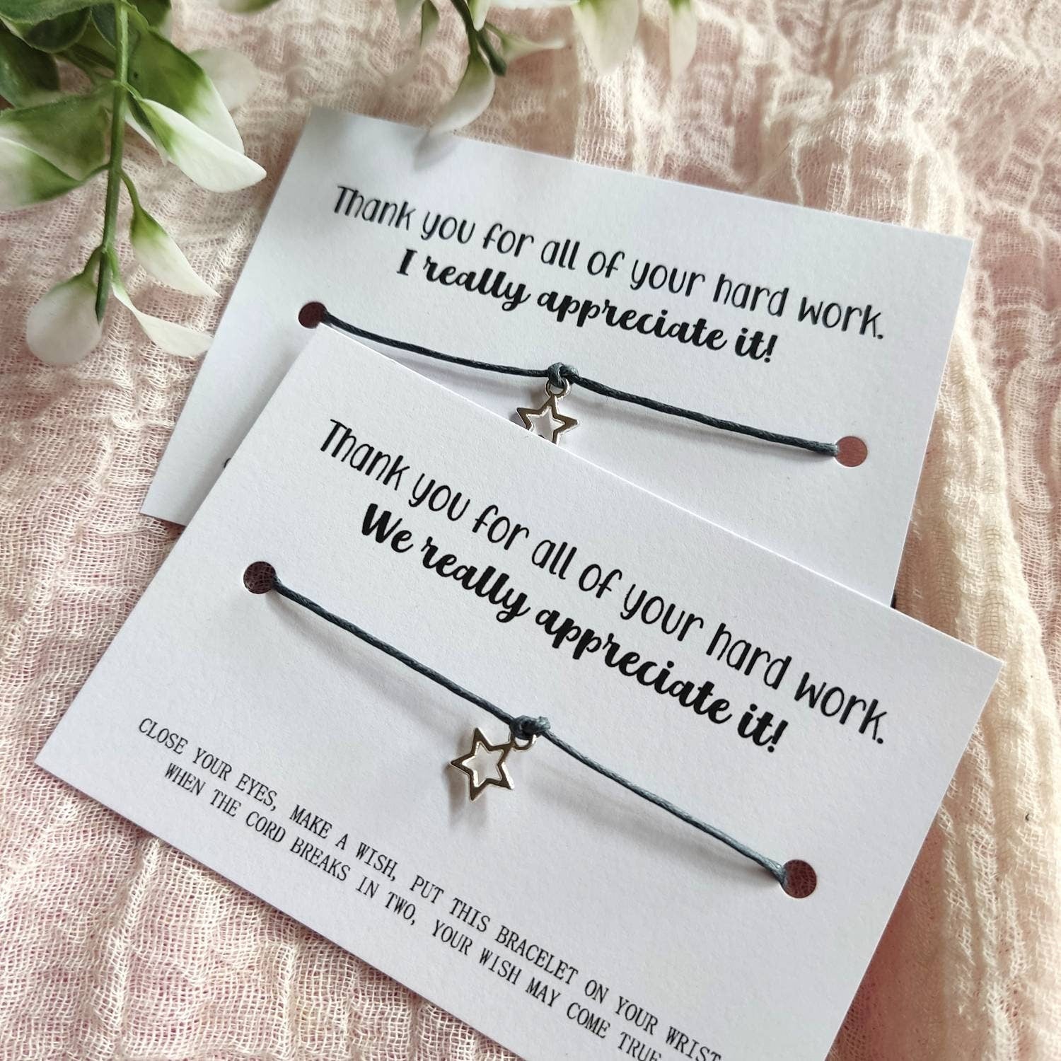 Thank you gift, keepsake, thank you wish bracelet, silver charm bracelet , gratitude, well done present for him, her, pupils Christmas