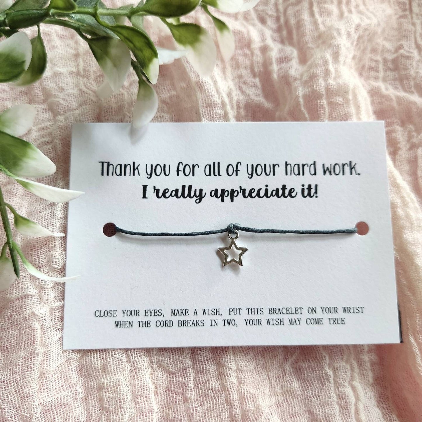Thank you gift, keepsake, thank you wish bracelet, silver charm bracelet , gratitude, well done present for him, her, pupils Christmas