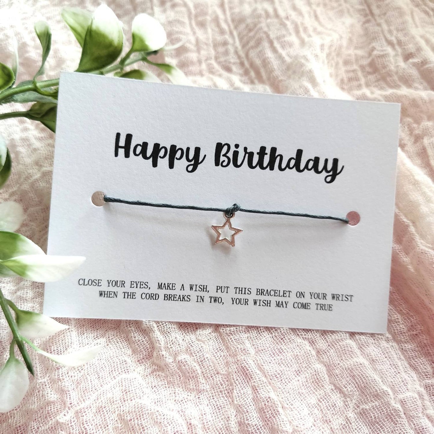 HAPPY BIRTHDAY, Wish Bracelet, A little birthday wish for you, token gift