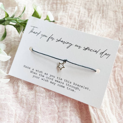 Thank you for sharing my/our special day - Wedding favour Wish bracelet