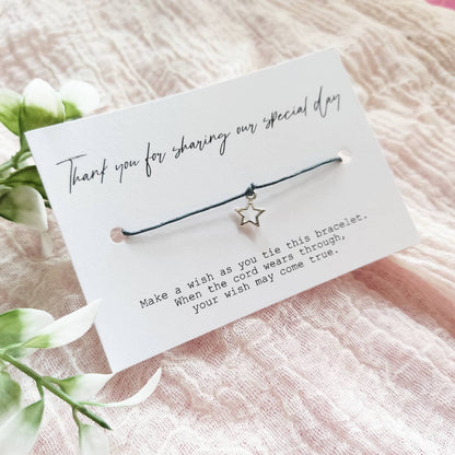 Thank you for sharing my/our special day - Wedding favour Wish bracelet