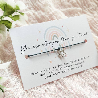 You are stronger than you think gift, Rainbow Wish Bracelet, Mindfulness card, positive thinking gift, mental health bracelet