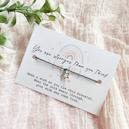 You are stronger than you think gift, Rainbow Wish Bracelet, Mindfulness card, positive thinking gift, mental health bracelet